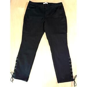 Artisan NY Womens Jeans Black Cropped Ankle Lace Up Calves Size 14 (32x26)‎